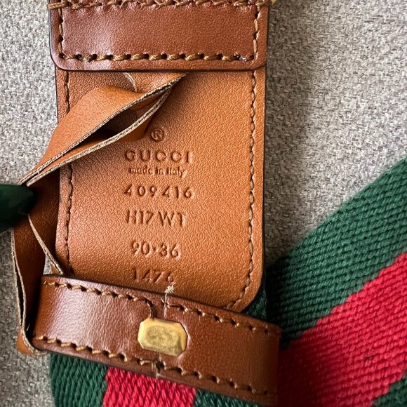 Gucci Web Belt with Double G Buckle - Size 90 - Picture 5 of 9